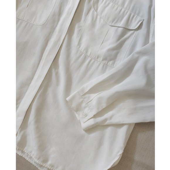 Fred David chemise white button front shirt with flap pockets 70s 80s - Picture 2 of 3